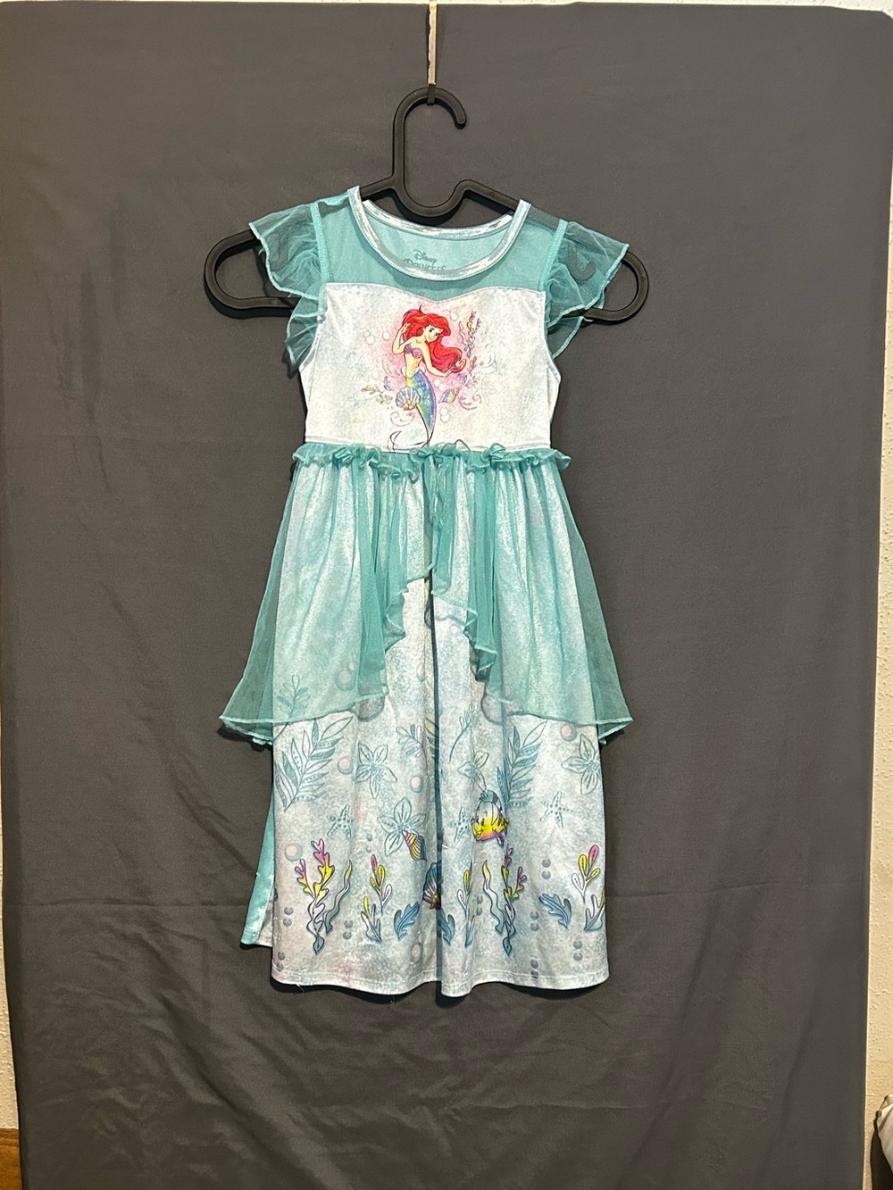 Disney Princess Ariel Dress 4T Girls Little Mermaid Dress Up Shimmer Aqua Teal T